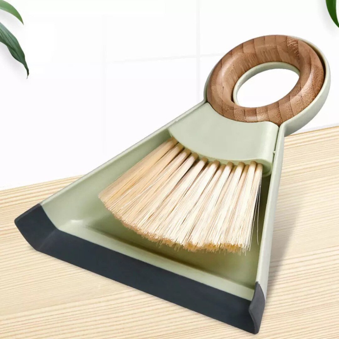Sage Green Bamboo Dustpan Set Mini Dust Cleaning Sweeping Etsy