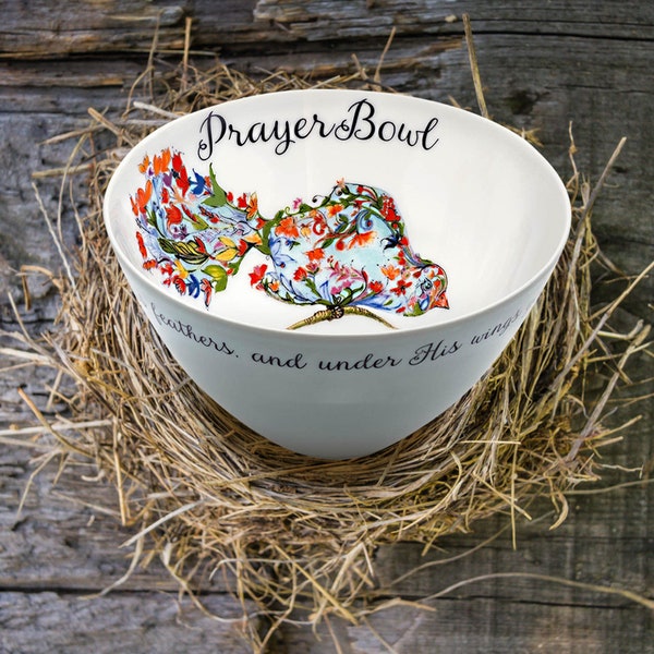 Prayer Bowls |  Josephine Prayer Bowl | Psalm 91:4 | Mother's Day / Prayer Bowls Christian,  Sympathy Gifts | Birthday Gift- Wedding Gift