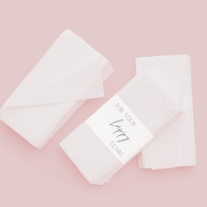 Vellum Wrap for Wedding Tissues, Tear of Joy Decor, Happy Tears, Wedding Ceremony Tissues