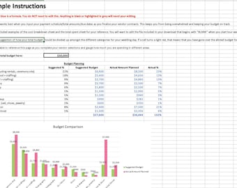 Planificador de presupuesto de boda automatizado / Seguimiento de fechas de vencimiento, pagos y contribuciones / Hojas de cálculo de Excel/Google para novias y parejas