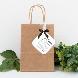 Customizable Minimalist Wedding Bag Tag - Printable Template for Welcome Bags