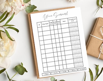 Wine Tasting Card Printable - Wine Tasting Notes for 10 Tastings - Wine Tasting Party - Wine Rating - Wine Score Cards - Custom Download
