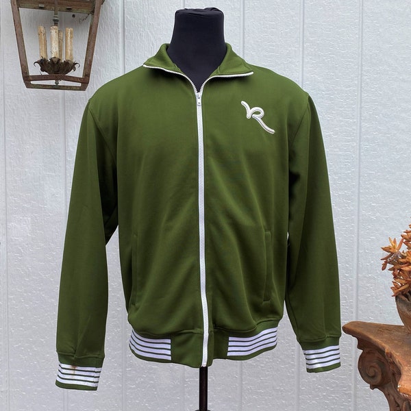 ROCAWEAR Men's Unisex Green and White Track Jacket, 90's Rocawear Hip Hop Streetwear, Unisex Rocawear Size X Large