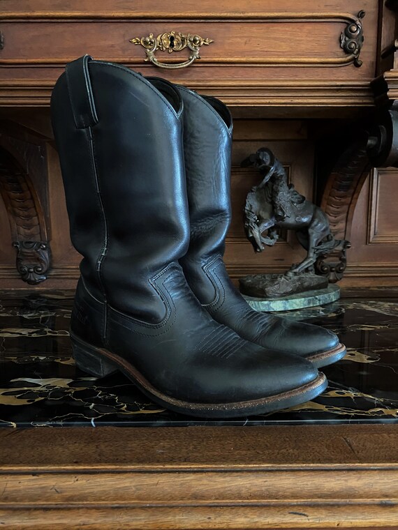 Guide Gear Men's Vintage Black Leather Western Work Boot Size 9.5D