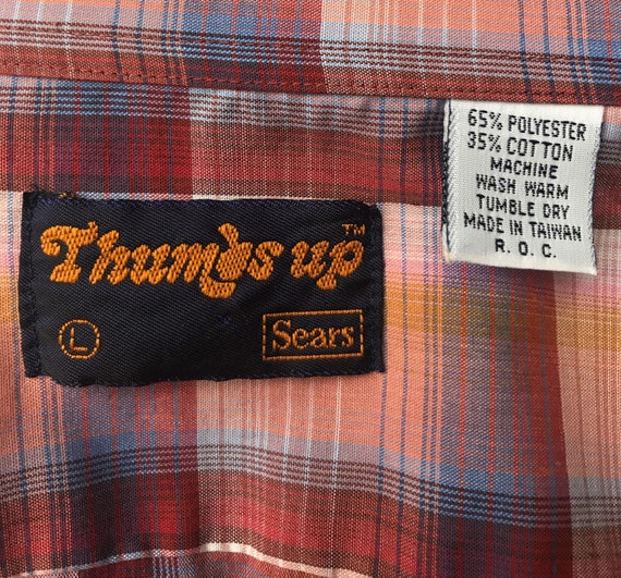 Sears Thumbs Up Men's Casual Shirt, Vintage 1970'… - image 9