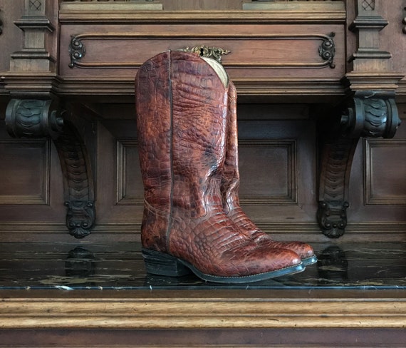 Reptile Textured Leather Unisex Western Boot Size