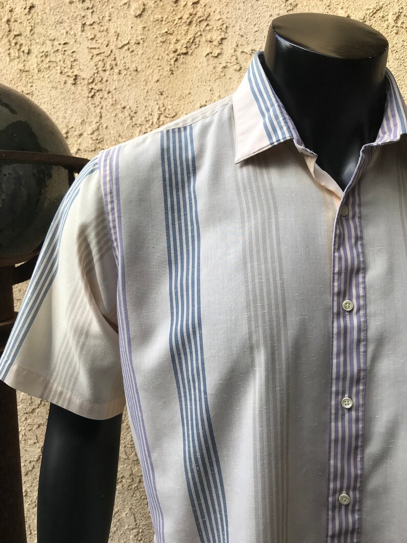 Tailored In Hong Kong Fitted Cotton Polyester Blend Paris New York Size Xl Pierre Cardin Men S Vintage Short Sleeved Casual Shirt