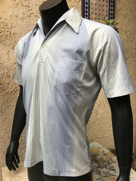 100 % Polyester chemise, chemise Polo de de Polo Mervyn Vintage, bleu et blanc chemise grande taille versez Les Hommes hommes de Mervyn, made in USA 4a605e 100 % Polyester chemise, chemise Polo de de Polo Mervyn Vintage, bleu et blanc chemise grande taille versez Les Hommes hommes de Mervyn, made in USA 4a605e
