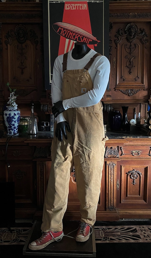 CARHARTT Overalls Vintage Beige Denim Bib Overalls