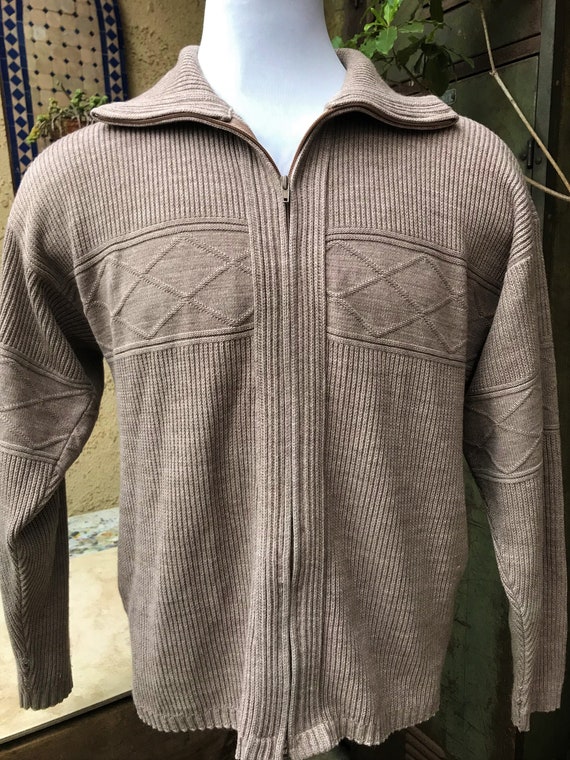 Unknown Knit Unisex Zipper Front Knit Cardigan, Be