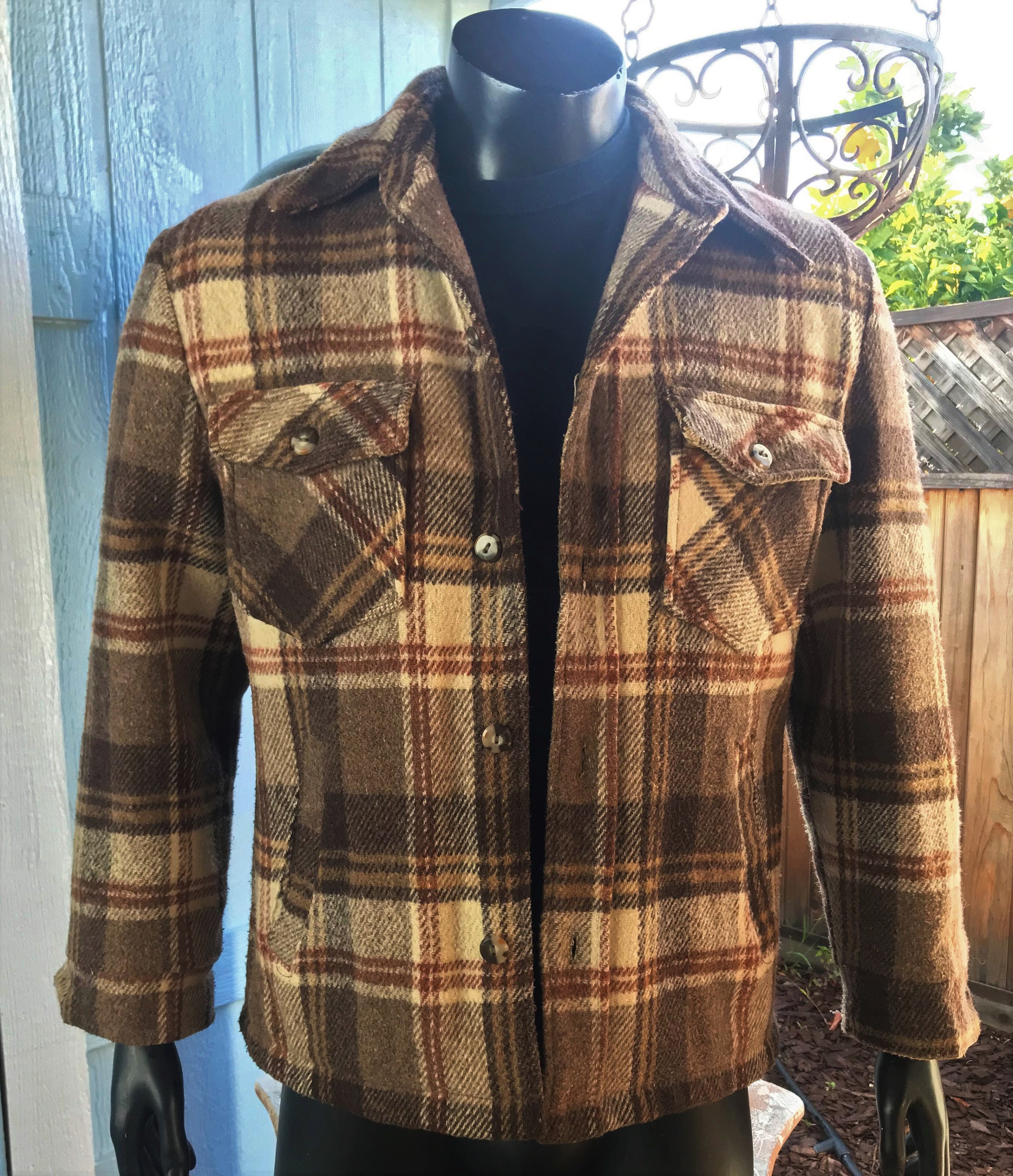 Cotton/Wool Plaid CPO Shirt Jacket 