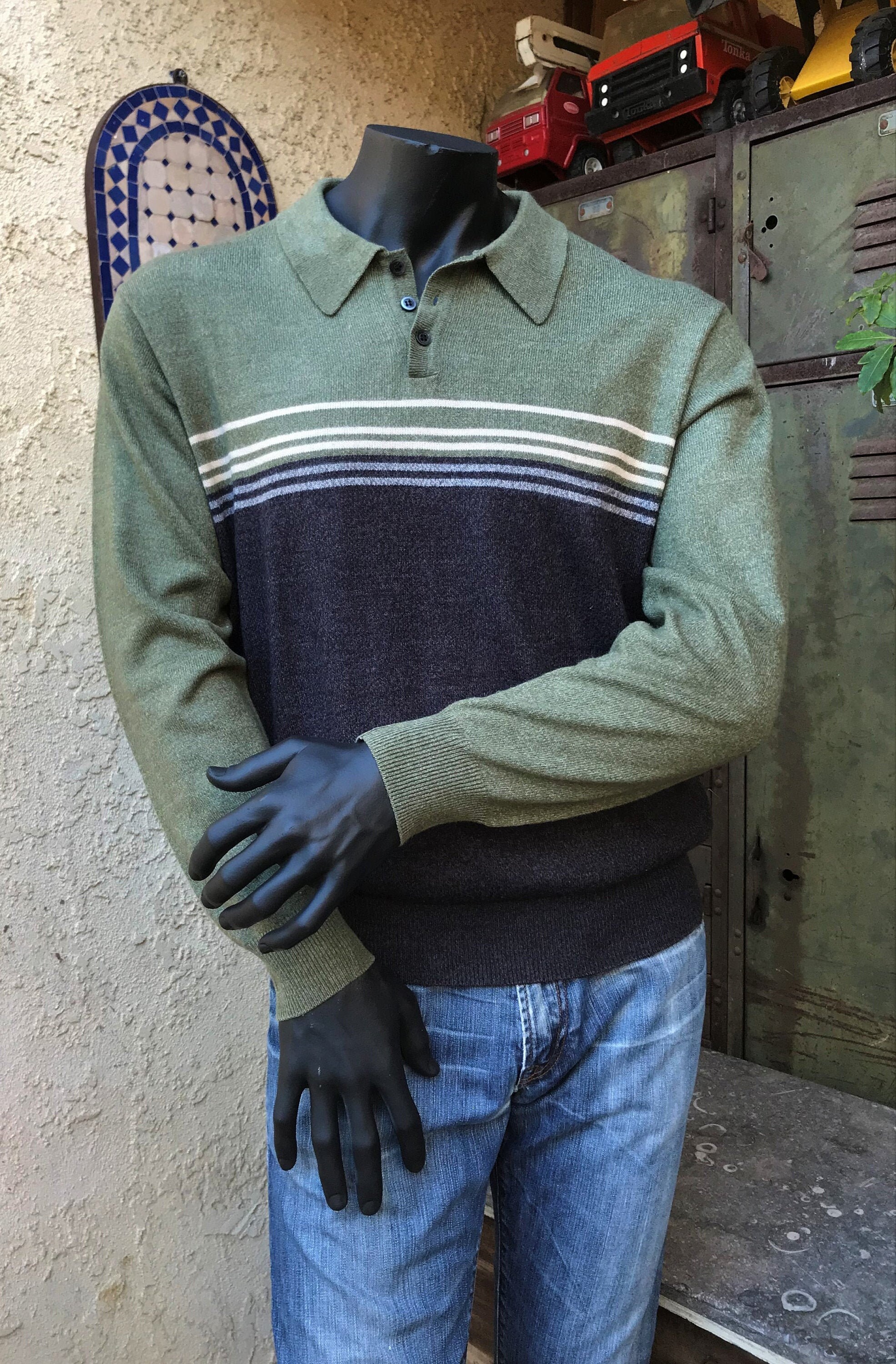 Long Sleeve Shirt Knit Rugby Style 