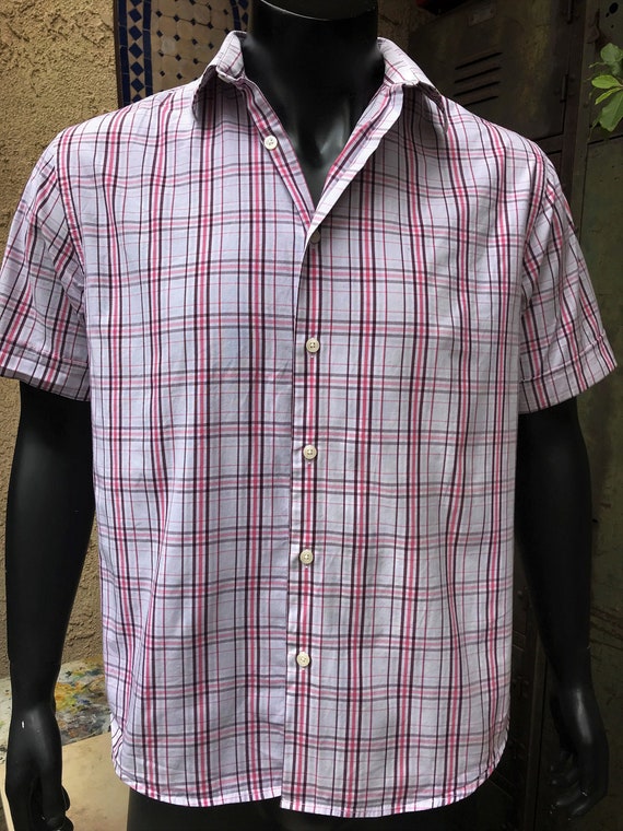 PERRY ELLIS Men's Vintage Casual Shirt, Pink & Bur