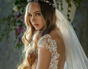flower headband with veil