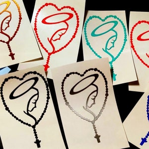 Rosary decal - Religious decal - laptop Decal - Car decal - Catholic decal - Motivational decal - Rosary Sticker - Heart rosary - Rosary