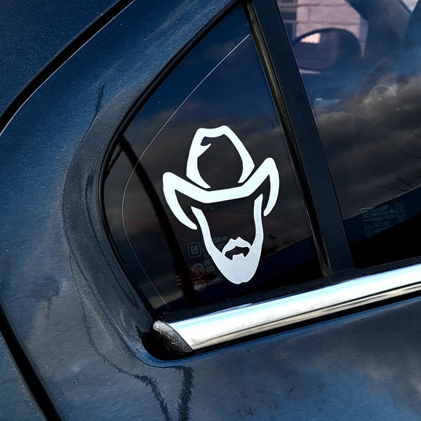 Cowboy hat with beard decal  - Men's Decal - County Decal - Cowboy Decal - Ranch Decal - Western Decal - Beard Decal - Decals for Men -