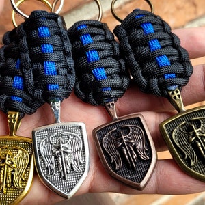 Saint Michael Keychain -Handmade Paracord Keychain - St Michael Archangel  - Religious Keychain - Protection Keychain - San Miguel Protector