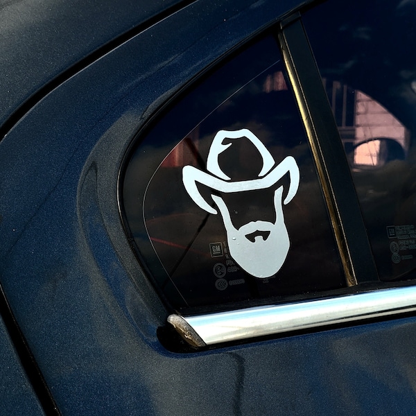 Cowboy hat with big beard decal  - Men's Decal - County Decal - Cowboy Decal - Ranch Decal - Western Decal - Beard Decal - Decals for Men -