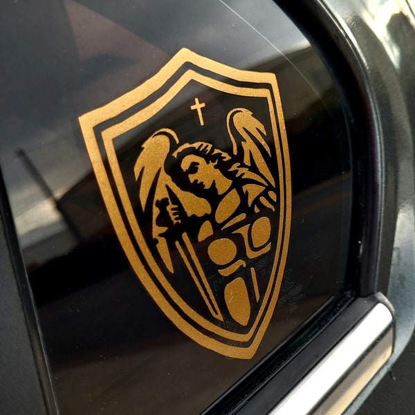 St Michael decal - Religious decal - Car decal - Archangel Saint Michael - Catholic decal - Truck Decal - San Miguel - Shield - Protection