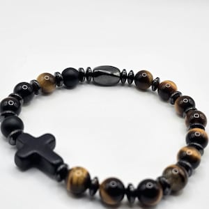 Tigers eye Rosary Bracelet - Religious Bracelet - Religious Gifts - Protection - Decade Rosary Bracelet - Natural Gemstone - Rosary