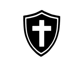 Shield with cross decal - Catholic decal - Christian Decal - Religious decal - Car decal - Truck decal - Cross Shield Decal - Shield decal