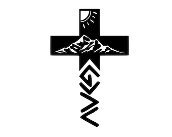 God Is Greater Than The Highs And Lows Decal - Religious decal - Faith decal - Mountains Sunshine decal - Cross Decal - Religious sticker