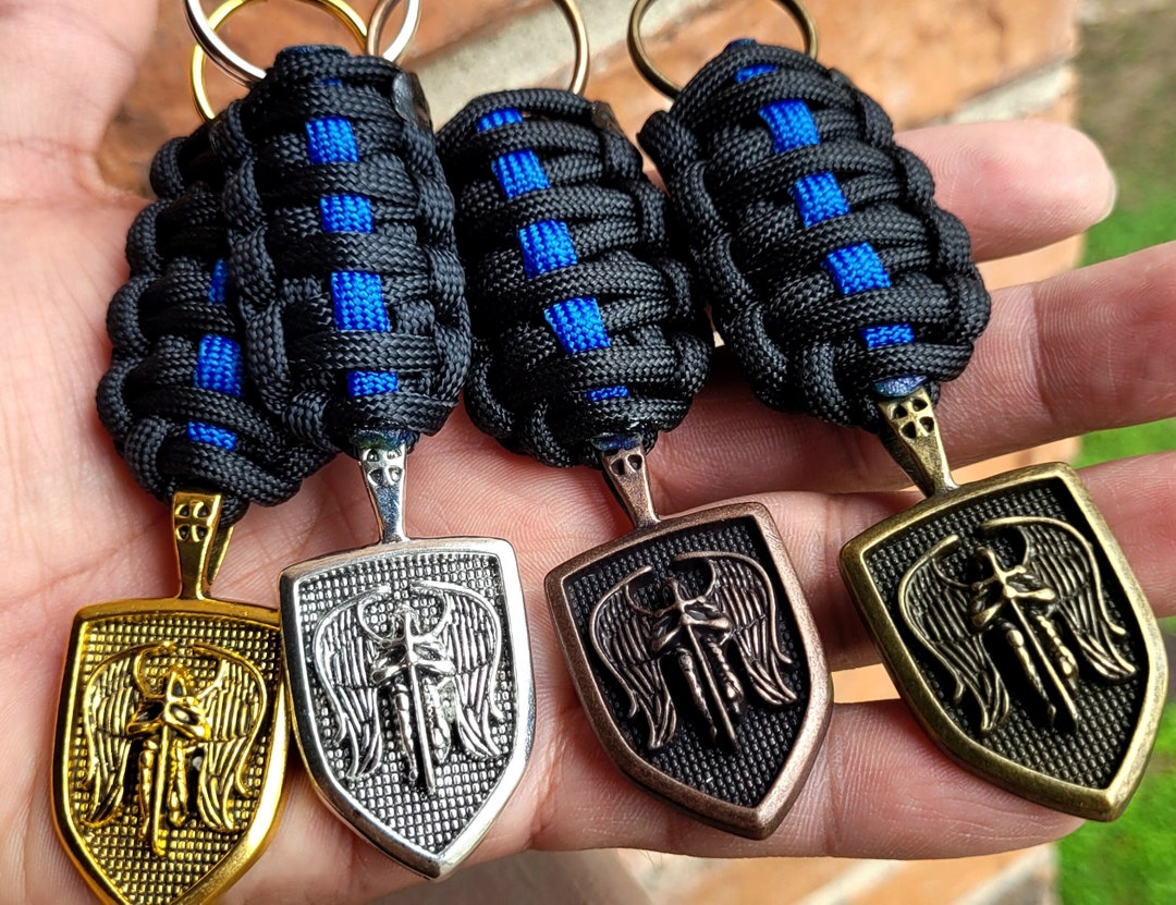 Saint Michael Keychain handmade Paracord Keychain St Michael Archangel