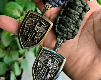 Saint Michael Keychain Paracord - Paracord Keychain - St Michael Archangel  - Religious Keychain - Protection Keychain   - Custom Keychain