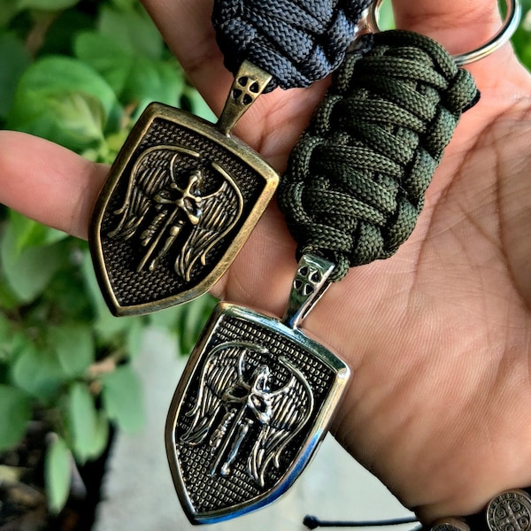 Saint Michael Keychain Paracord - Paracord Keychain - St Michael Archangel  - Religious Keychain - Protection Keychain   - Custom Keychain