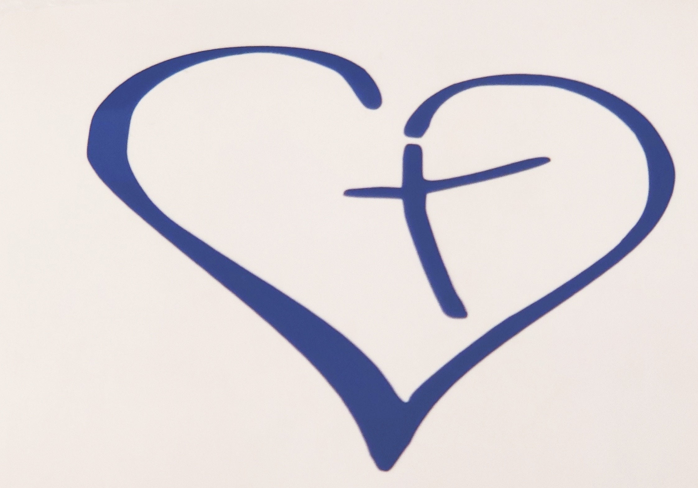 Heart With Cross Decal Car Decal Catholic Decal Heart Etsy