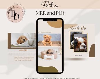 80 modelos de animais de estimação para mídias sociais PLR MRR Instagram Facebook Pinterest Animais de estimação amam cães Família Digital Pronto para