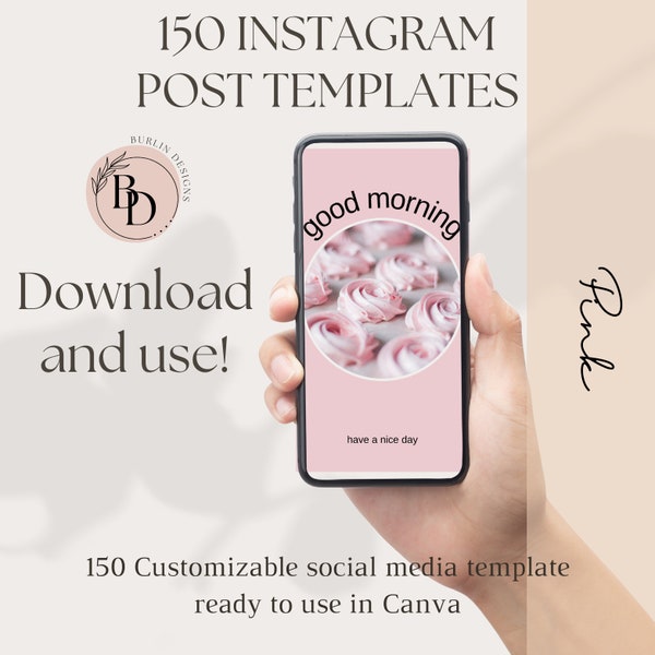 Instagram Post Templates in Pink Faceless Digital Marketing with Master Ressel Rights and Private Label Rights