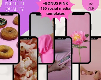 Reels 100 in Pink Faceless Premium Quality For Social Media Bundle 100 Faceless Canva Editable Template MRR & PLR Rights Done For You