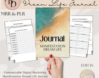 Digital Manifestation Journal Marketing with Master Ressel Rights and Private Label Rights Canva Templates Editable Done for You Make Money