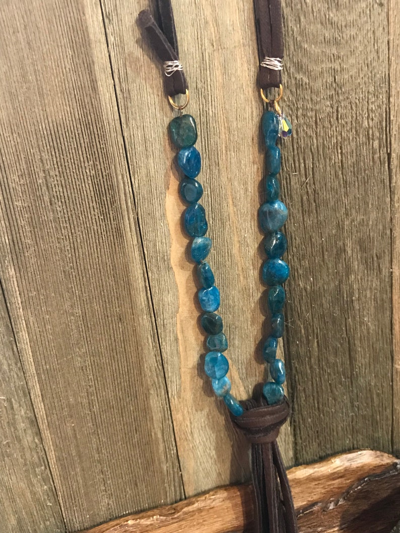 Wire Wrapped Beaded Leather Necklace with Fringe Tassel Etsy