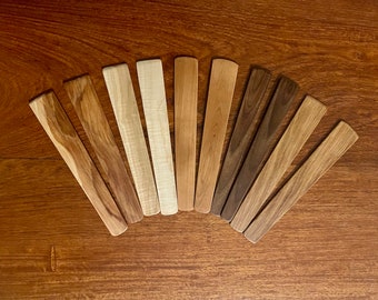 Handmade Wooden Spatula/Scraper in Walnut, Oak, Hickory, Curly Maple and Cherry