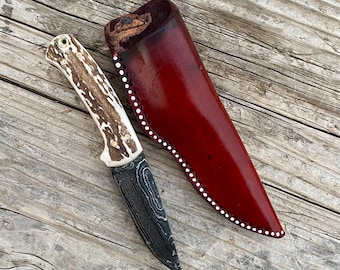 Custom Damascus Hunting Bushcraft Knife