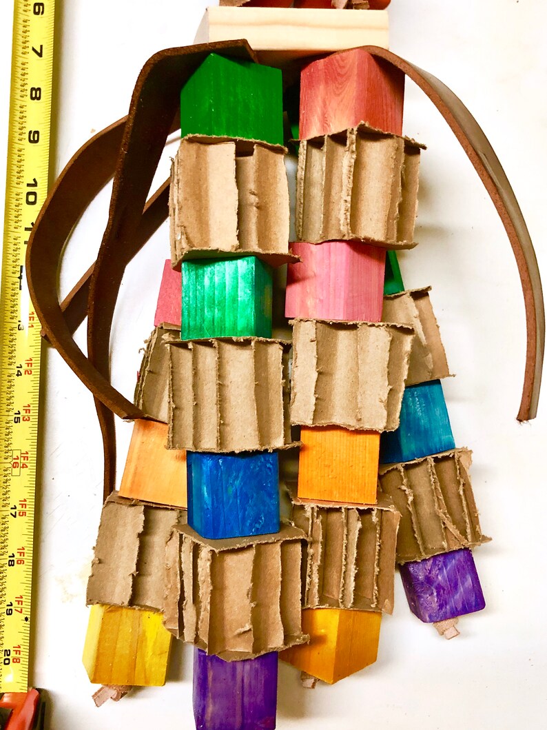 Pine Wood with Cardboard blocks Parrot toy