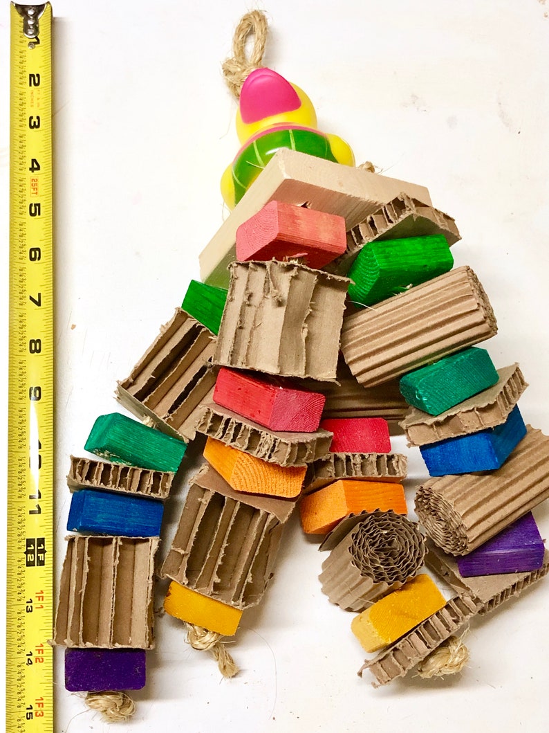Pine Wood with Cardboard blocks Parrot toy