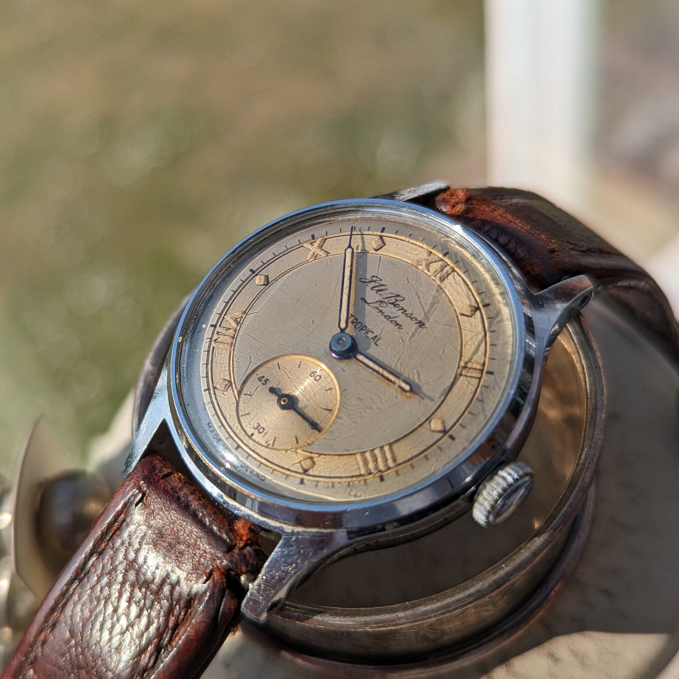 Superb early 1950s J W Benson Tropical men s wrist watch