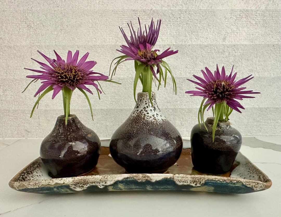 Handmade Petite Vases With Tray - Etsy