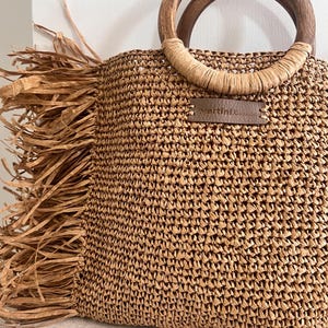 Bolso de verano de rafia/Bolso hecho a mano/Bolso de crochet párrafo