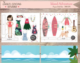 Printable Paper Doll - Kalani - Hawaiian Paper Doll - Digital Download