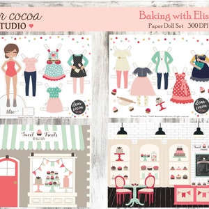 Bedruckbares Papierpuppe - Elise - Backen Puppe aus Papier - digitaler Download