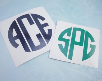 Circle Monogram | Vinyl Monogram | Tumbler Decal | Yeti Decal | RTIC Decal | Monogram Decal | Laptop, Tablet, Car Decal| Custom Vinyl |