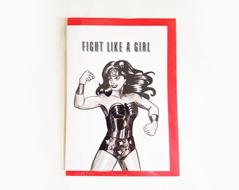 Fight Like a Girl – Wonder Woman – Greeting Card