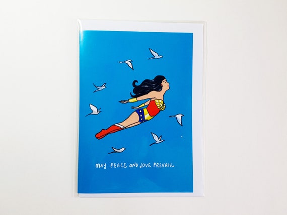 May Peace and Love Prevail Wonder Woman Greeting Card 