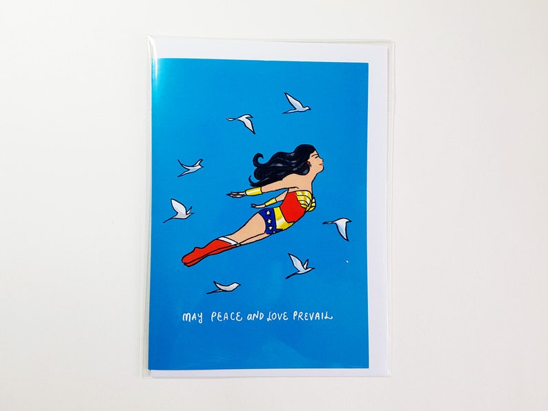 May Peace and Love Prevail Wonder Woman Greeting Card image 1