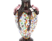 GlassOfVenice Murano Glass Millefiori Amphora Vase - Silver Purple