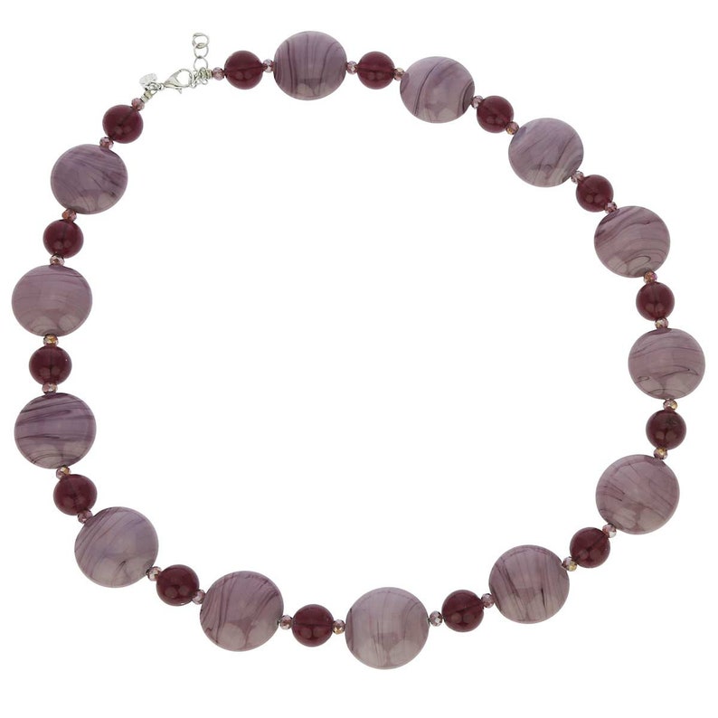 GlassOfVenice Murano Glass Wonders Necklace Purple Cream